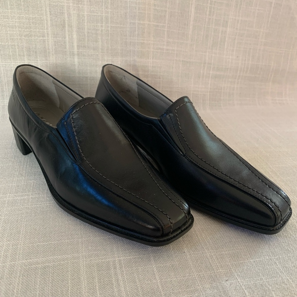 Ecco Women’s Shoes Loafers Slip On Black Leather NY Ladies DBL Gore Size 9 / 9.5